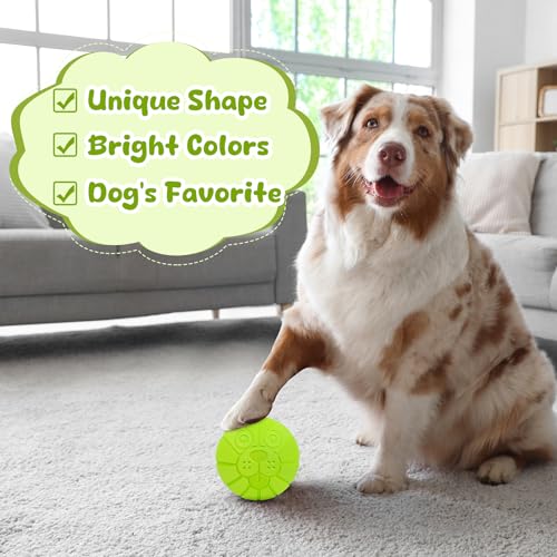 Indestructible Squeaky Dog Balls for Aggressive Chewers, Interactive Dog Toys to Keep Them Busy, Dog Chew Toys for Aggressive Chewers, Rubber Squeaky Balls for Dogs to Relieves Anxiety - color: Green