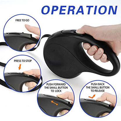 Retractable Dog Leash, 26 Feet Dog Leash for Small to Large Dogs up to 110lbs, Anti-Slip Handle One Button Lock and Release, Heavy Duty 360° Tangle-Free