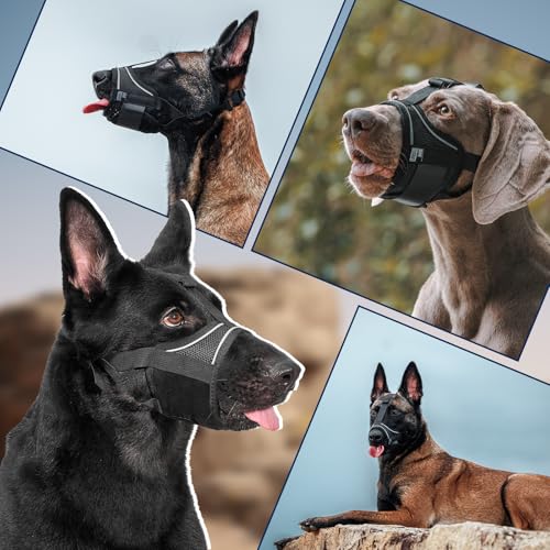 OneTigris Dog Muzzle,Soft Nylon Muzzle Anti Biting Barking Chewing,Air Mesh Breathable Drinkable Adjustable Loop Pets Muzzle for Small Medium Large Dogs(XL) - size: XL
