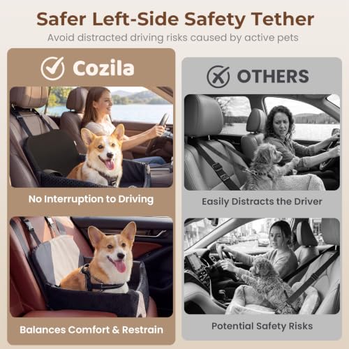 Dog Car Seat for Small/Medium Dogs Up to 35 lbs, 5in Booster Car Seat Cushion, Fully Detachable and Washable, with Safety Belt and Anti-Slip Base, Black - color: Black