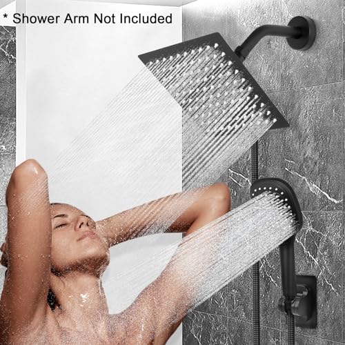 NearMoon Shower Head with Hose, High Pressure Stainless Steel Rain Shower and 3 Settings Handheld Spray Combo with Push Button Flow Control (8 Inch, Matte Black) - color: Matte Black, size: 8 Inch