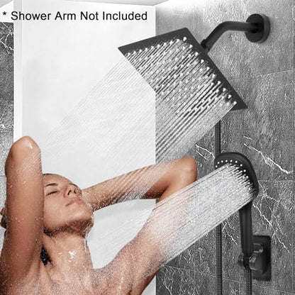 NearMoon Shower Head with Hose, High Pressure Stainless Steel Rain Shower and 3 Settings Handheld Spray Combo with Push Button Flow Control (8 Inch, Matte Black) - color: Matte Black, size: 8 Inch
