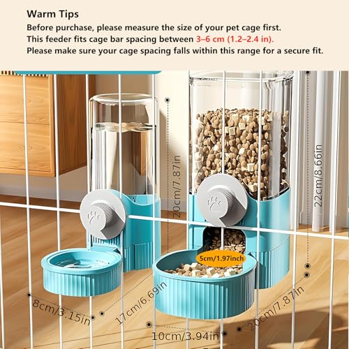GPY Automatic Hanging Gravity Pet Feeder and Water Dispenser Set ，Automatic Rabbit Feeder and Dog Water Dispenser for Dogs Cats Pets Animals Large Capacity (Blue Water Feeder&Food Feeder) (Blue) - color: Blue