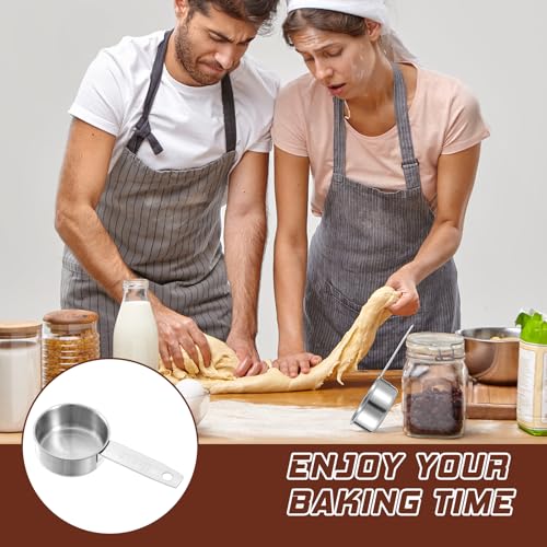 2 Pcs 1/4 Cup Stainless Steel Measuring Cup, 60 ml 2 oz Stainless Steel Measuring Cups Metal Coffee Scoop Cat Food Scoops for Wet and Dry Ingredients Cooking Baking Kitchen, Dishwasher Safe - size: 1/4 Cup