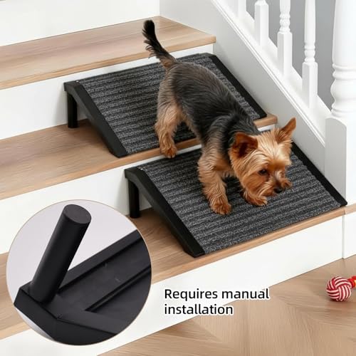 Dog Ramp for Stairs – Non-Slip Pet Steps with Locked-in Carpet & Iron Frame, Helps Senior Dogs & Small Breeds Climb Safely (2-Pack) - size: 2-Pack