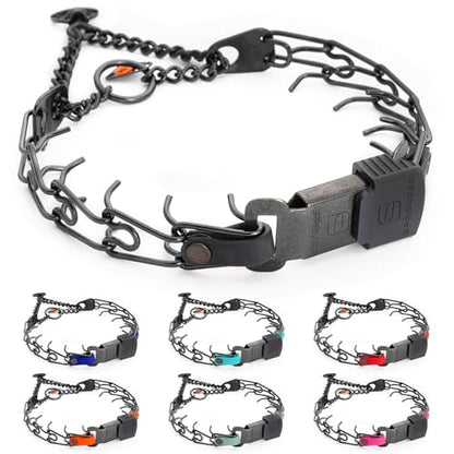 Herm Sprenger Black Stainless Steel Dog Collar with Quick Release ClicLock Buckle and Biothane Insert Training Collar Made in Germany (Black, 16in x 2.25mm(Neck Size up to 13-14in)) - color: Black, size: 16in x 2.25mm(neck size up to 13-14in)