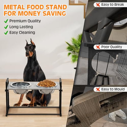 Elevated Dog Bowls for Extra Large Dogs, 4 Height Adjustable Tilted Raised Dog Bowl Stand with 2 Stainless Steel 150 oz Bowls, 16.1" Tall Dogs Bowl Stand Feeder for Giant Breed - color: X-Large Dogs
