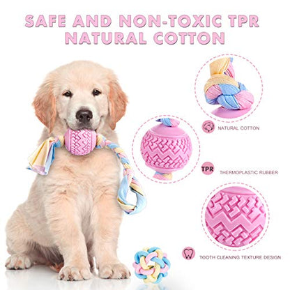 Dog Chew Toys , Teething Cotton Rope Toys for Puppy and Small Dog，Interactive Toys for Medium and Large dog - color: pink