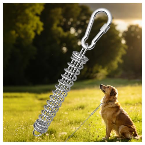 Dog Tie Out Spring, Heavy Duty Shock Absorber Spring for Tie Out Cable & Chain, Rustproof Stainless Steel Buffer, Dog Leash Shock Absorber (1 Spring) - size: 1 Spring