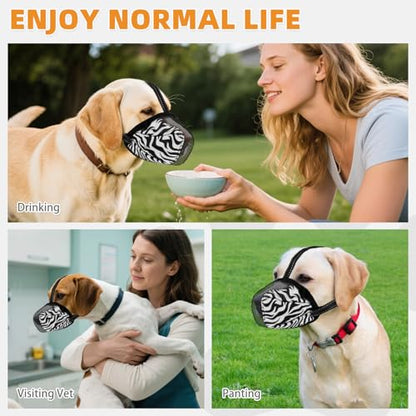 KOOLTAIL Dog Muzzle, Soft Muzzle for Small Medium Large Sized Dogs to Anti & Prevent Barking Grooming Biting, Reflective Adjustable Air Mesh Basket Muzzles, Allows Panting and Drinking,Tiger L - color: Tiger, size: Large