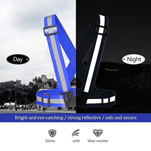 Reflective Vest Running Gear 3Pack, Adjustable Safety Vests High Visible Reflective Belt Straps - color: Green,black,blue