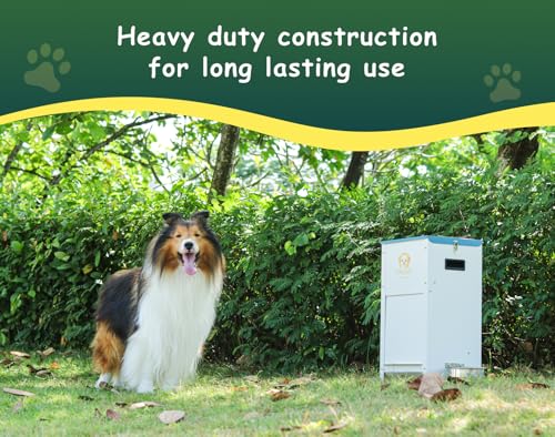 Dog Feeder - 25 lbs Heavy Duty Pet Feeder Automatic Dog Food Station Pet Lodge Galvanized Steel for Medium and Large Dog Outdoor Use (Assembly Required)