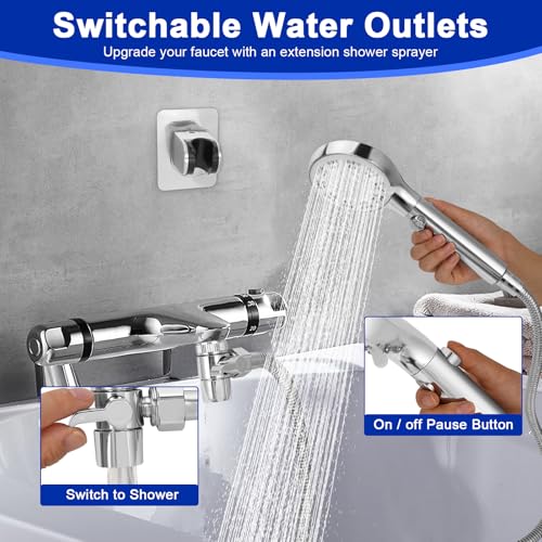 Bathtub Faucet Shower Head Sink with 79" Hose, Tub Faucet Sink Hose Sprayer Attachment Set (8 Adapters) for Bathroom Garden, ON/OFF 6 Modes High Pressure Handheld Shower Extension Kit, Removable