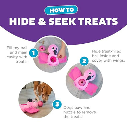 Outward Hound by Nina Ottosson Hide-Ablez Plush Dog Puzzle with Treat Ball, Flamingo, Pink - color: Hide-Ablez Flamingo