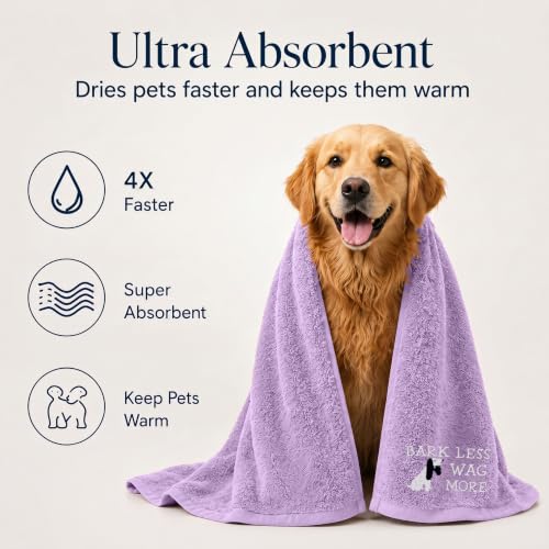 DAN RIVER Dog Towel - Pack of 1, 100% Cotton, 20x40, Ultra Soft 450 GSM, Super Absorbent & Quick Drying Towel for Dogs, Cats, and Other Pets, Crocus Petal. - color: Crocus Petal