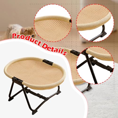 Elevated Pet Bed for Dogs & Cats, Foldable Travel Cot with Iron Frame, Portable Outdoor Comfort