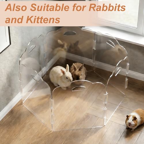 Transparent Acrylic Dog Gate Indoor, Free-Standing Pet Gate, 16" Height (Size S) Foldable 12 Modular Panels, Dog Fence for Doorways, Hallways, Stairs, No Drilling, Perfect for Puppies and Small Pets - size: S 12 Panel