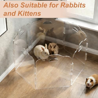 Transparent Acrylic Dog Gate Indoor, Free-Standing Pet Gate, 16" Height (Size S) Foldable 12 Modular Panels, Dog Fence for Doorways, Hallways, Stairs, No Drilling, Perfect for Puppies and Small Pets - size: S 12 Panel