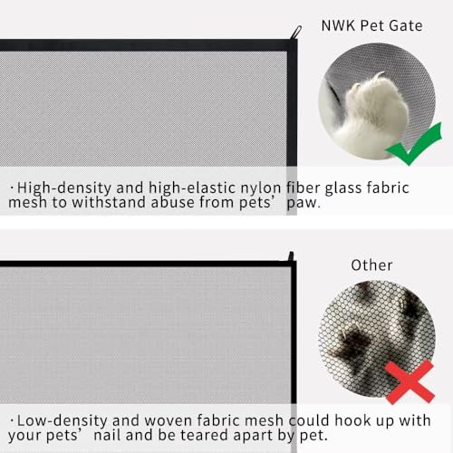 NWK Dog Gate for Stairs and Doorways 38''X30'' Fits 32 to 36 Inch Opening | Baby Gate,No Drill, Walk Through, One Hand Operation, Damege-Free Tape, Easy Intallation, 6 Hooks Design, Mesh Material, - size: 38'' X 30''