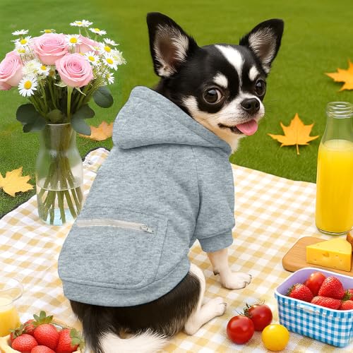 PETCARE Basic Dog Hoodie Sweaters for Small Medium Large Dogs Cats Puppy Clothes Soft Warm Fleece Dog Hoodies Sweatshirt with Small Pockets Fall Winter Chihuahua Dachshund Golden Retriever Outfits - color: Grey, size: 4XL(Suggest 30-50 lbs)