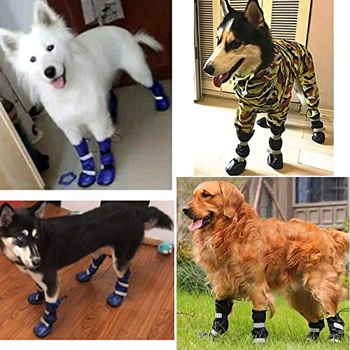 Dog Shoes, URBEST Waterproof Dog Boots, Warm Lining Nonslip Rubber Sole for Snow Winter (S, Blue) - color: Blue, size: S