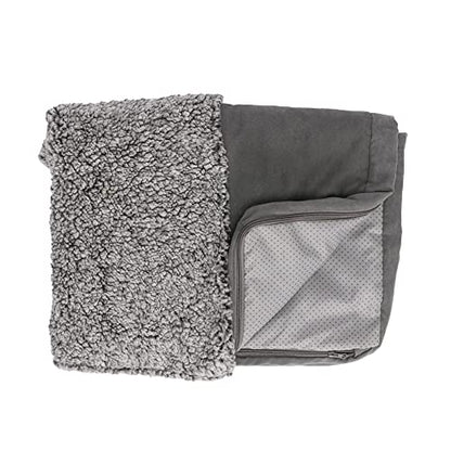 Furhaven Replacement Dog Bed Cover Berber & Suede Blanket Top Mattress, Machine Washable - Gray, Medium - color: Blanket Top - Berber & Suede (Gray), size: Medium