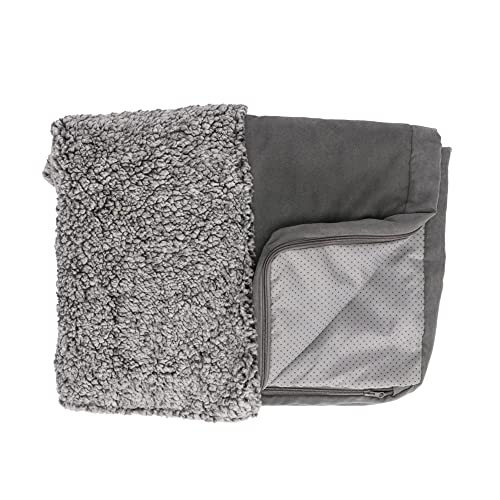 Furhaven Replacement Dog Bed Cover Berber & Suede Blanket Top Mattress, Machine Washable - Gray, Medium - color: Blanket Top - Berber & Suede (Gray), size: Medium