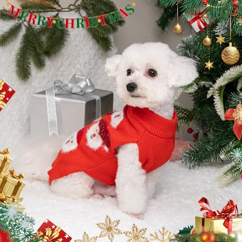 LUBOT NEW Ugly Christmas Sweaters for Puppy Cute Funny Wintertime and Holiday Parties Knitted Pullover Sweater Santa Small Dog Red X-Small - color: Red, size: X-Small