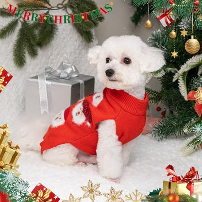 LUBOT NEW Ugly Christmas Sweaters for Puppy Cute Funny Wintertime and Holiday Parties Knitted Pullover Sweater Santa Small Dog Red Small - color: Red, size: Small