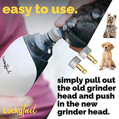LUCKY TAIL - Dog Nail Grinder - Hard & Soft Replacement Heads - Small & Large Dogs - Premium Quality - Diamond Tip Drill Bit - Professional Dog Nail Trimmers - Grooming Tool kit - 2 Pack - size: Two Pack