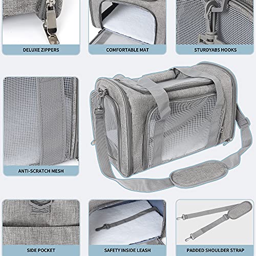 Mile High Life | Outdoor Travel Pet Carrier | Kitty Puppy Cat Carriers | Collapsible Dog Carrier for Small Medium Dogs | Cat Crates w Breathable Mesh with Soft-Sided (Grey, Large) - size: Large