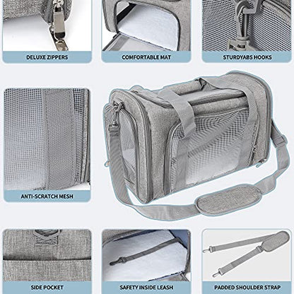 Mile High Life | Outdoor Travel Pet Carrier | Kitty Puppy Cat Carriers | Collapsible Dog Carrier for Small Medium Dogs | Cat Crates w Breathable Mesh with Soft-Sided (Grey, Large) - size: Large