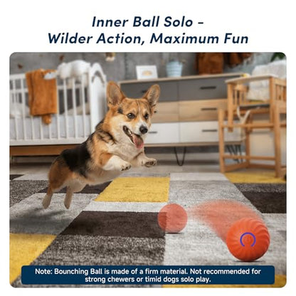 Unique Interactive Dog Toy with Ball-in-Ball Design, 4X Durable Rubber Outer Shell & Inner Smart Automatic Bouncing Ball to Keep Them Busy, Fetch & Puzzle Toys for Medium, Large High Energy Dogs