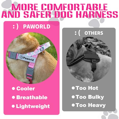 Service Dog Vest, No-Pull Service Dog Harness with 4 PCS Reflective Patches, Dog Vest Harness with Handle, Pet Harness for Small Medium Large Dogs in Training (Pink, S) - color: Pink Harness + 4 Patches, size: Small (Chest: 19-25")