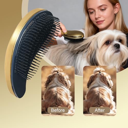 Small Dog Brush- Grooming Tool for Teddy, Yorkies, Maltese, Shih Tzu, Chihuahua - Puppy Hair Brush - (Rose Gold) - color: Rose Gold
