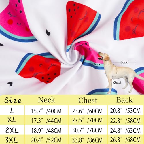 Dog Sleeveless T Shirt Fun Fruit Prints Pet Vest Shirt Soft Stretchy Summer Clothes for Large Dogs Boys Girls Clothes (X-Large,Watermelon) - color: Watermelon, size: XL