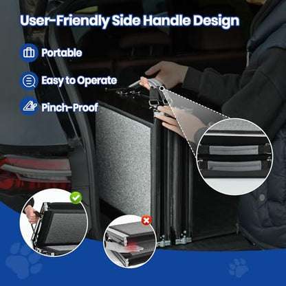 Dog Ramp for Car, Pawlify 71" x 20" Dog Ramps for Large Dogs with Anti-Pinch Handle and Anti-Slip Rug Surface, Folding Dog Ramp Up to 250LBS, Portable Dogs Car Ramp for SUV, Trucks - size: 71"L x 20"W