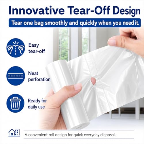 1.2 Gallon 180 counts Small Clear Trash Bags 5 Liter Garbage Bags by Teivio, Bathroom Trash Can Bin Liners, Plastic Bags for home office kitchen, Clear - size: 180 Count (Pack of 1)