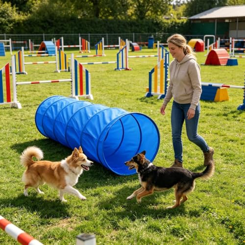 Agility Course for Dogs - Dog Agility Trainer Set with Tunnel, Interactive Training Equipment | Outdoor Exercise and Recreation Gear for Park Garden Beach Field - size: A