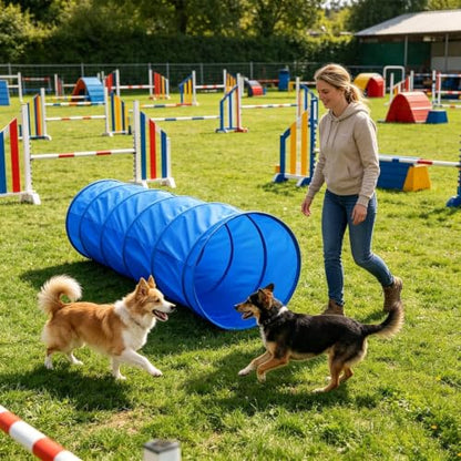Agility Course for Dogs - Dog Agility Trainer Set with Tunnel, Interactive Training Equipment | Outdoor Exercise and Recreation Gear for Park Garden Beach Field - size: A
