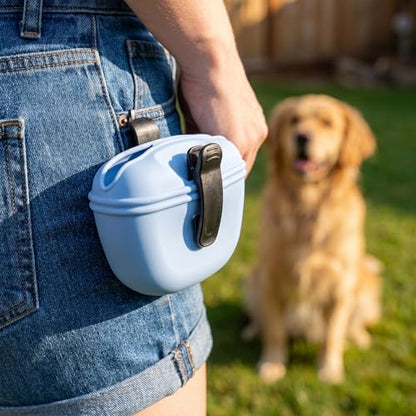2 Pack Silicone Dog Treat Pouch with Magnetic Closure Hands-Free Training Bag with Belt Clip for Walking Agility Easy Clean Pet Snack Holder-Blue Pink - color: BLU-PNK