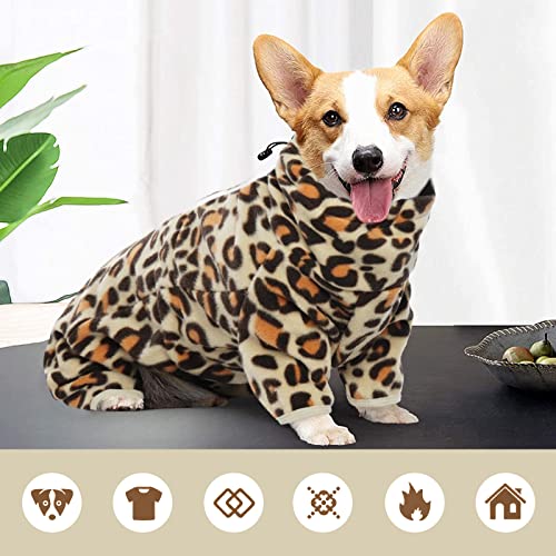 ROZKITCH Dog Winter Pajamas, Pet Windproof Warm Cold Weather Jacket Vest with Luminous Zipper, Jumpsuit Apparel Outfit Clothes for Small Medium Large Dog Brown S - color: Leopard Brown, size: S