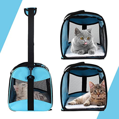 Cat Carrying Case - Pet Carrier Airline Approved, Protable and Breathable Pet Travel Carrier Removable Fleece Pad, Collapsible Cat Carrier Dog Carrier for Medium Cats Small Cats Dogs(X-Large, Blue) - color: blue, size: 20.0"L x 13.0"W x 13.0"H