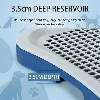 Dog Toilet Indoor Dog Potty Tray with High Walls Removable Mesh Pee Pad Holder Puppy Potty Training Tray for Small Dogs, Blue