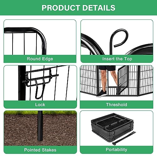 Dog Pen Pet Playpen Kennel Fence Outdoor Indoor Play Yard Puppy Exercise Barrier 31'' W x 24'' H 16 Panels (16 Panels, 24 Inches)