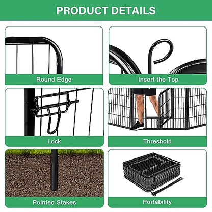 Dog Pen Pet Playpen Kennel Fence Outdoor Indoor Play Yard Puppy Exercise Barrier 31'' W x 24'' H 16 Panels (16 Panels, 24 Inches)