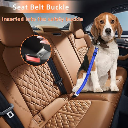 Seyezo Dog Car Seat Belt - 3 Piece Set Retractable Harness, Adjustable Reflective Seatbelt for Vehicle Headrests, Safety Restraint Heavy Duty & High Elastics, Navy Blue - color: 2PCS Navy Blue