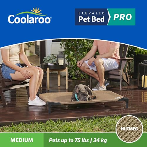 Coolaroo Pro Elevated Dog Bed - Low-Profile Access, Moisture-Resistant Cover, Breathable Fabric & Tool-Free Setup, Nutmeg, Medium - color: Nutmeg, size: Medium