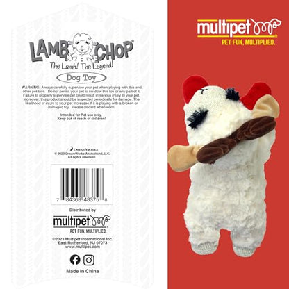 Multipet Lamb Chop Dog Plush Toy w/ Holiday Antlers - Squeaky Toy for All Dogs - Extra Soft Plush - Stuffed Animal for Cuddling & Playing (6”, Cream/Brown) - size: 6", style: Holiday Antlers