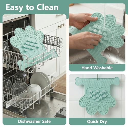 Dog Lick Mat with Suction Cups, Slow Feeder & Enrichment Mat for Dogs & Cats, Silicone Feeding Mat for Wet & Dry Food, Anxiety Relief, Mess-Free Foldable Pocket Design, Green - color: Green